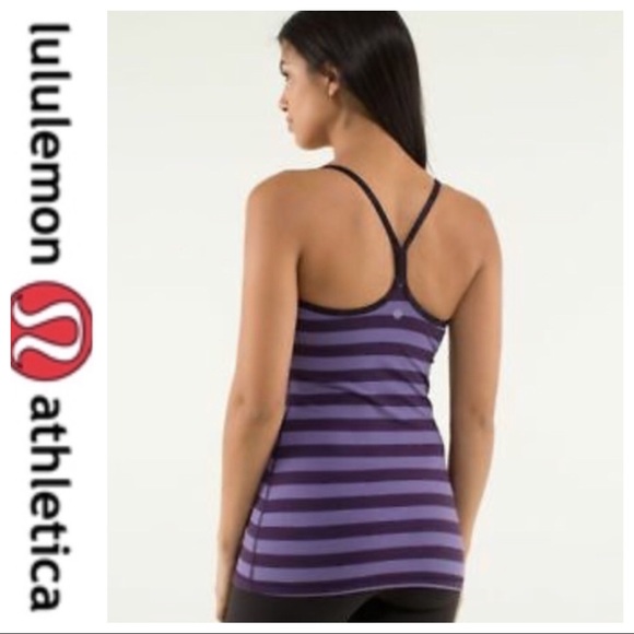 💕SALE💕 Lululemon Purple Stripe Power Y Tank Top - Picture 2 of 10